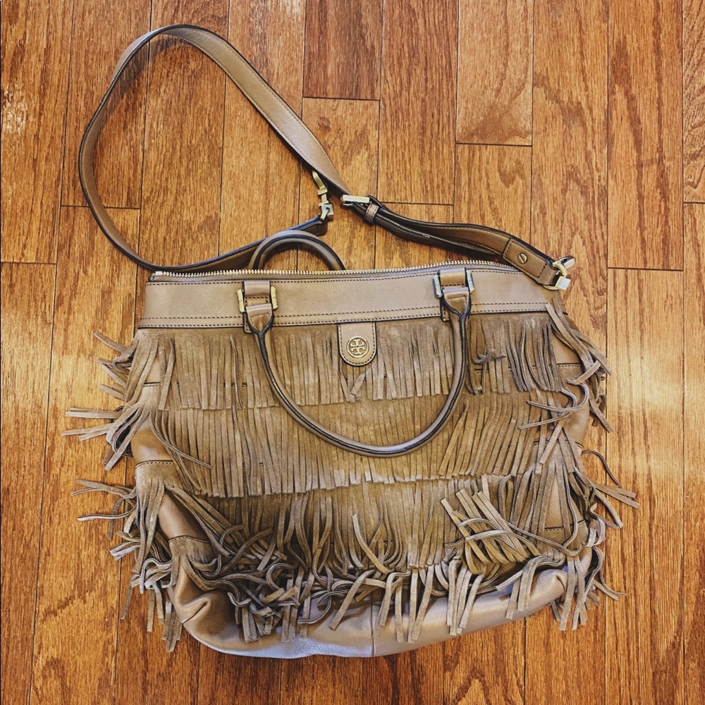 Tori Burch Brown Fringe Purse